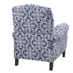 Kirkland's Home Accent Chairs-Sky Blue Fretwork Upholstered High Back Recliner