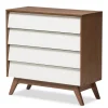 Kirkland's Home Dressers & Chests-Slant Two-Tone Walnut 4-Drawer Chest
