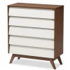 Kirkland's Home Dressers & Chests-Slant Two-Tone Walnut 5-Drawer Chest