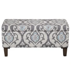 Kirkland's Home Benches & Ottomans-Slate Blue Ikat Storage Ottoman