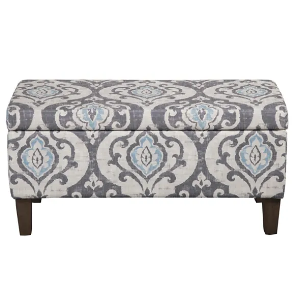 Kirkland's Home Benches & Ottomans-Slate Blue Ikat Storage Ottoman
