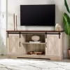Kirkland's Home Tv Stands & Media Consoles-Sliding Barn Door Open Shelf White Tv Stand