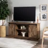 Kirkland's Home Tv Stands & Media Consoles-Sliding Barn Door Open Shelf Oak Tv Stand