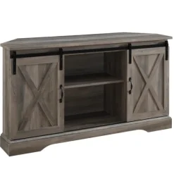 Kirkland's Home Tv Stands & Media Consoles-Sliding Barn Doors Corner Tv Stand