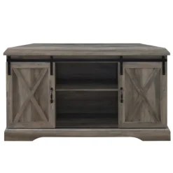 Kirkland's Home Tv Stands & Media Consoles-Sliding Barn Doors Corner Tv Stand