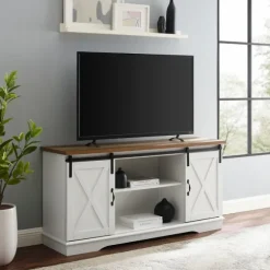 Kirkland's Home Tv Stands & Media Consoles-Sliding Door Rustic Oak Top Tv Stand