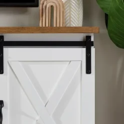 Kirkland's Home Tv Stands & Media Consoles-Sliding Door Rustic Oak Top Tv Stand