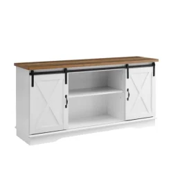 Kirkland's Home Tv Stands & Media Consoles-Sliding Door Rustic Oak Top Tv Stand