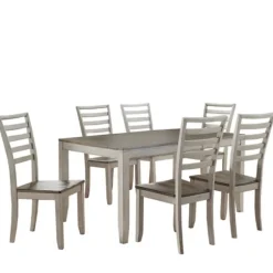 Kirkland's Home Dining Sets-Smoked Alabaster And Honey Wood 7-Pc. Dining Set