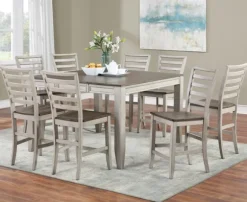 Kirkland's Home Dining Tables-Smoky Alabaster Wooden 9-Pc. Dining Set
