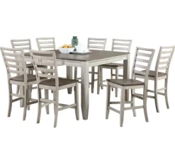 Kirkland's Home Dining Tables-Smoky Alabaster Wooden 9-Pc. Dining Set