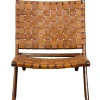 Kirkland's Home Accent Chairs-Solid Teak And Genuine Leather Lounge Chair