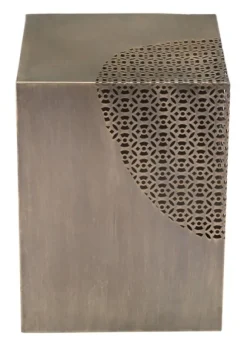 Kirkland's Home Accent & End Tables-Square Antique Gold Metal Accent Table