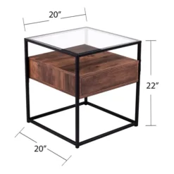 Kirkland's Home Accent & End Tables-Square Metal And Wood Glass Top Accent Table