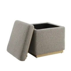 Kirkland's Home Benches & Ottomans-Square Sherpa Upholstered Storage Ottoman