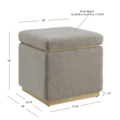 Kirkland's Home Benches & Ottomans-Square Sherpa Upholstered Storage Ottoman
