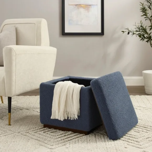Kirkland's Home Benches & Ottomans-Square Sherpa Upholstered Storage Ottoman