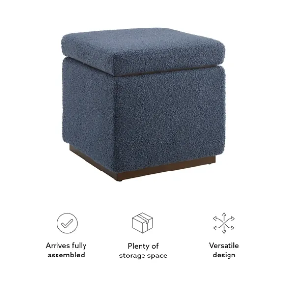 Kirkland's Home Benches & Ottomans-Square Sherpa Upholstered Storage Ottoman