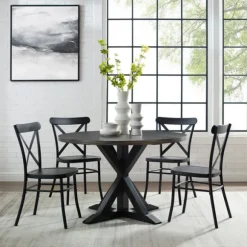 Kirkland's Home Dining Sets-Steel X-Back 5-Pc. Dining Set