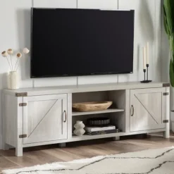 Kirkland's Home Tv Stands & Media Consoles-Stone Barn Door Tv Stand