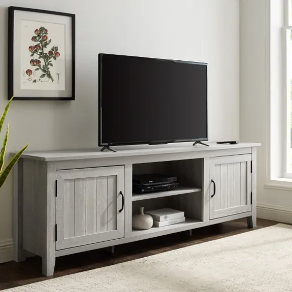 Kirkland's Home Tv Stands & Media Consoles-Stone Grooved Door Modern Farmhouse Tv Stand