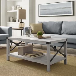 Kirkland's Home Coffee Tables-Stone Modern Farmhouse Coffee Table