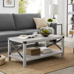 Kirkland's Home Coffee Tables-Stone Modern Farmhouse Coffee Table