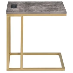 Kirkland's Home Accent & End Tables-Stone Top Gold C-Frame Accent Table