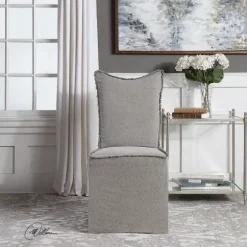 Kirkland's Home Dining Chairs-Stonewash Fringe Slipcover Dining Chairs, Set Of 2