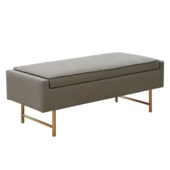 Kirkland's Home Benches & Ottomans-Storage Bench With Brown Metal Legs
