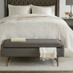 Kirkland's Home Benches & Ottomans-Storage Bench With Brown Metal Legs