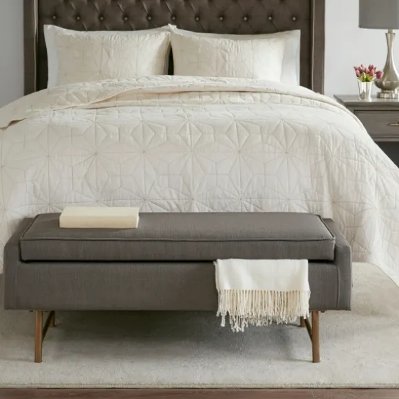 Kirkland's Home Benches & Ottomans-Storage Bench With Brown Metal Legs