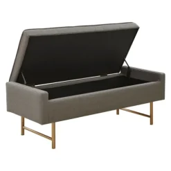 Kirkland's Home Benches & Ottomans-Storage Bench With Brown Metal Legs