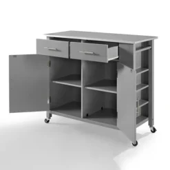 Kirkland's Home Kitchen Islands & Bar Carts-Susanne Stainless Top And Gray Wood Kitchen Island