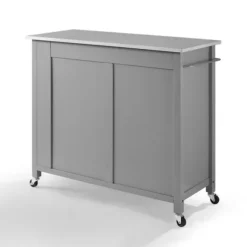 Kirkland's Home Kitchen Islands & Bar Carts-Susanne Stainless Top And Gray Wood Kitchen Island