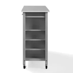 Kirkland's Home Kitchen Islands & Bar Carts-Susanne Stainless Top And Gray Wood Kitchen Island