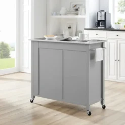 Kirkland's Home Kitchen Islands & Bar Carts-Susanne Stainless Top And Gray Wood Kitchen Island