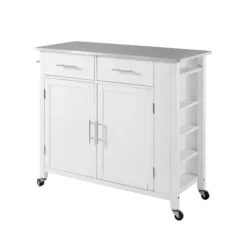 Kirkland's Home Kitchen Islands & Bar Carts-Susanne White And Stainless Steel Kitchen Island