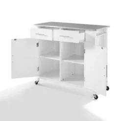 Kirkland's Home Kitchen Islands & Bar Carts-Susanne White And Stainless Steel Kitchen Island