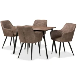 Kirkland's Home Dining Tables-Table And Leather Bucket Chairs 5-Pc. Dining Set