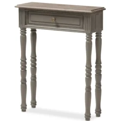 Kirkland's Home Console Tables-Tan And Gray Ornate Ball Turned Console Table