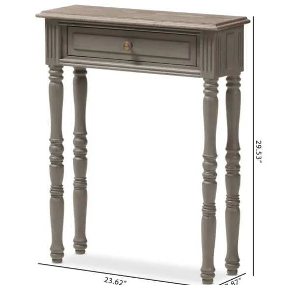 Kirkland's Home Console Tables-Tan And Gray Ornate Ball Turned Console Table