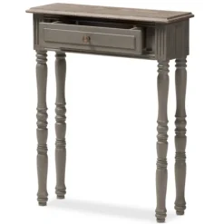 Kirkland's Home Console Tables-Tan And Gray Ornate Ball Turned Console Table