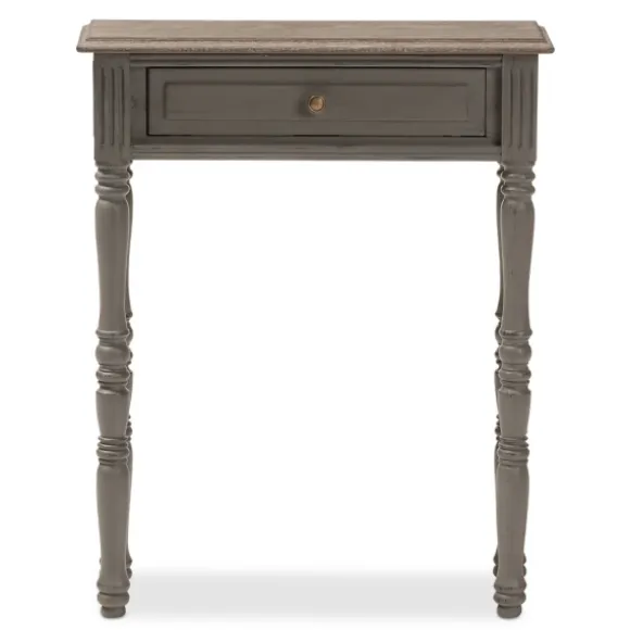 Kirkland's Home Console Tables-Tan And Gray Ornate Ball Turned Console Table