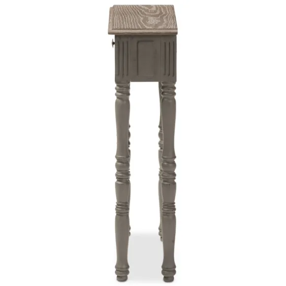 Kirkland's Home Console Tables-Tan And Gray Ornate Ball Turned Console Table