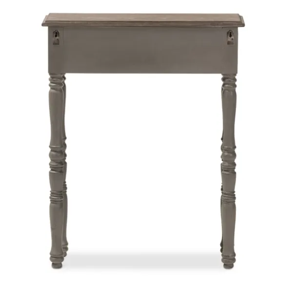 Kirkland's Home Console Tables-Tan And Gray Ornate Ball Turned Console Table
