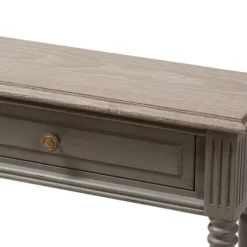 Kirkland's Home Console Tables-Tan And Gray Ornate Ball Turned Console Table