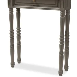 Kirkland's Home Console Tables-Tan And Gray Ornate Ball Turned Console Table