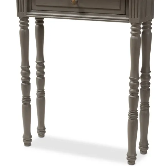 Kirkland's Home Console Tables-Tan And Gray Ornate Ball Turned Console Table
