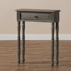 Kirkland's Home Console Tables-Tan And Gray Ornate Ball Turned Console Table